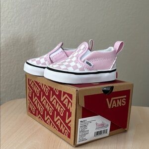 Vans Kids Slip-On Shoes - Pink Checkerboard